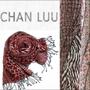 Chan Luu Wool Red Print Wool Scarf